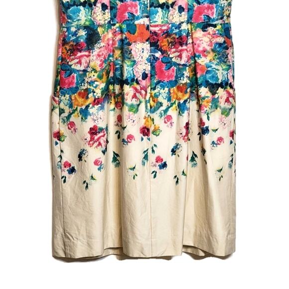 Anthropologie Maeve Floral Sleeveless Ivory Sheath Dress Size 12 - Picture 10 of 16